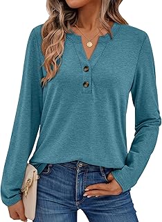AUTOMET Women's Long Sleeve Shirts 2026 Spring Fashion Dressy Casual Tops Trendy Henley Blouses