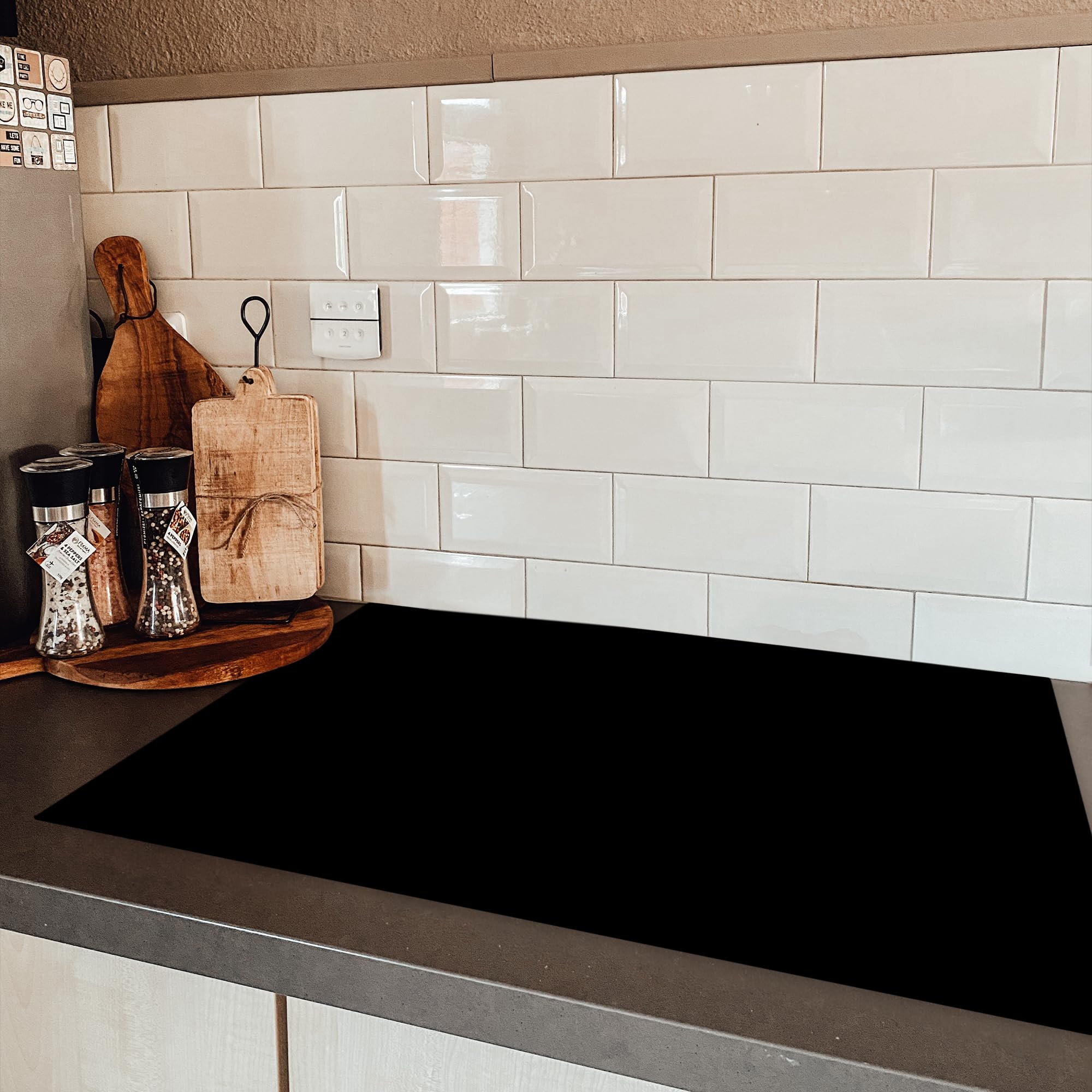 KitchenYeah© Cubre Vitrocerámica - Protector Vitroceramica Induccion 81x52 cm - Tapa Vitroceramica - Protector de Vitroceramica Negro - Patrones - Interior - Sólido - Negro - Oscuro — view 5