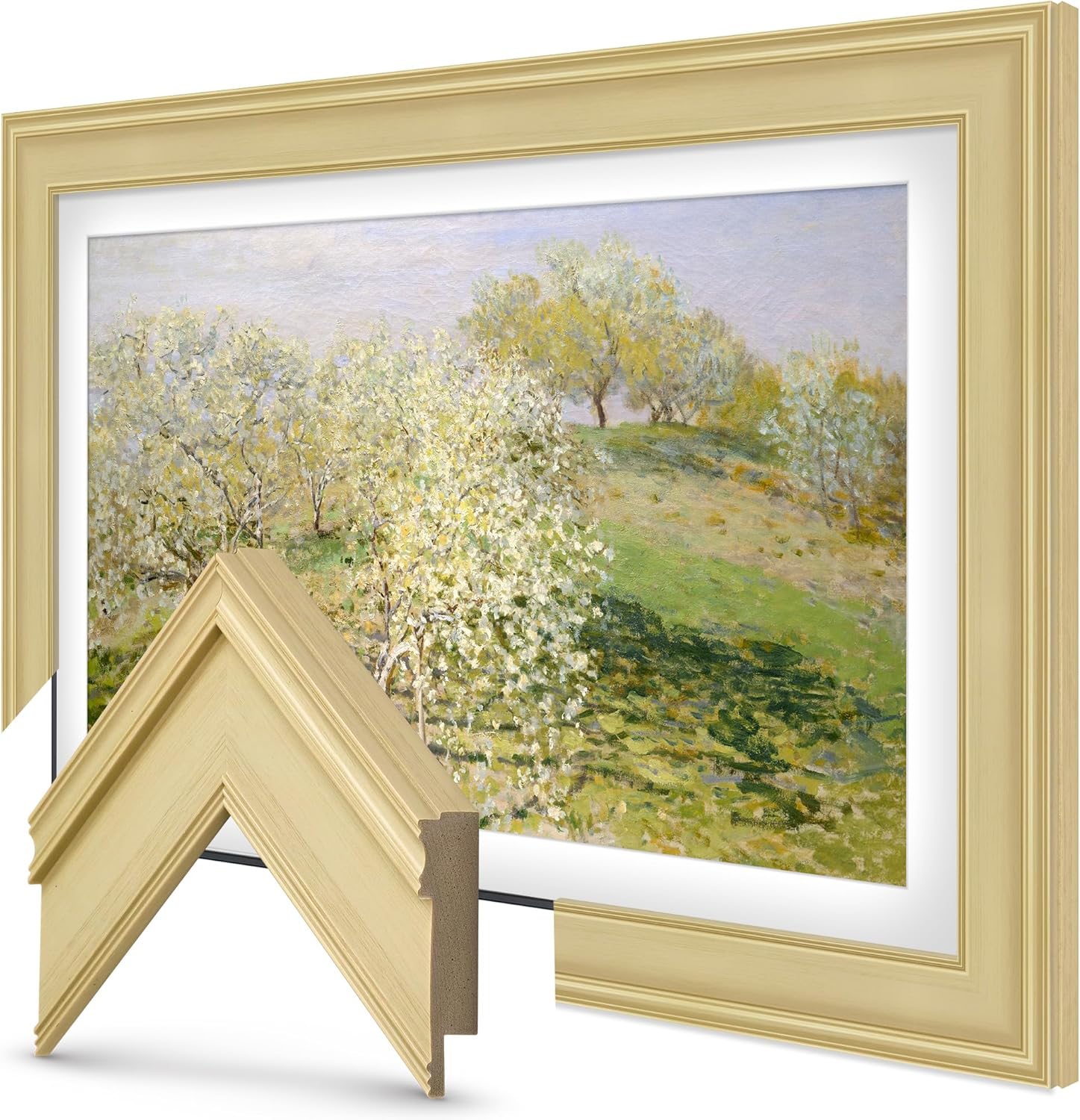 Antique White 65" Premiere Deco TV Frame - Compatible ONLY with Samsung The Frame TV and Pro TVs (Fits 2021-2026, LS03A, LS03B,LS03C,LS03D,LS03FA,LS03FW)