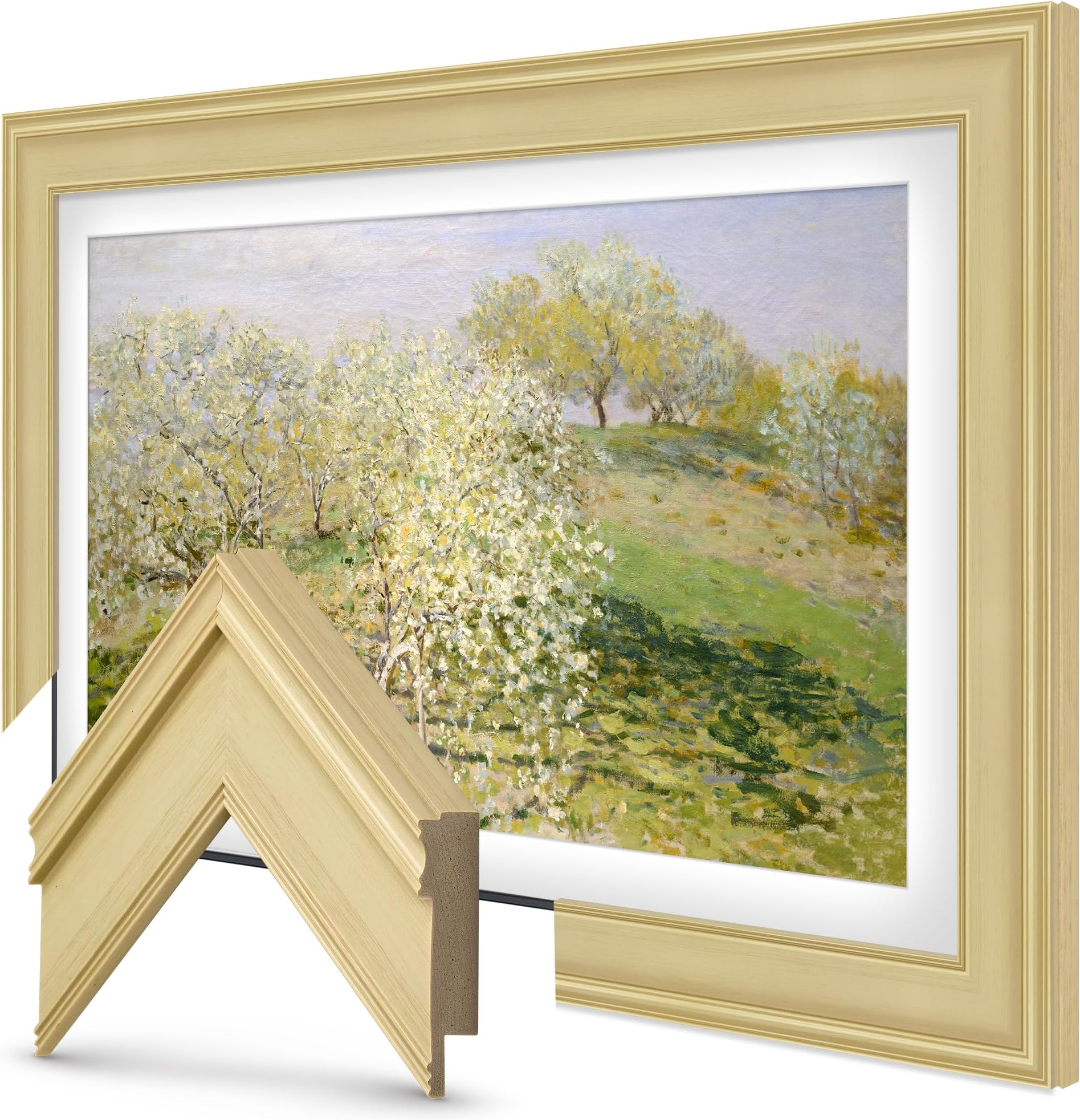 Frame My TV Deco TV Frames - Antique White Smart Frame Compatible ONLY with Samsung The Frame TV (3 inch, Color Chip)