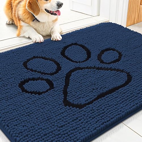 Miniatura 27 de Smiry Tapete para puerta de perro para patas fangosas, absorbente que atrapa la suciedad, antideslizante, de secado rápido, lavable, tapete de