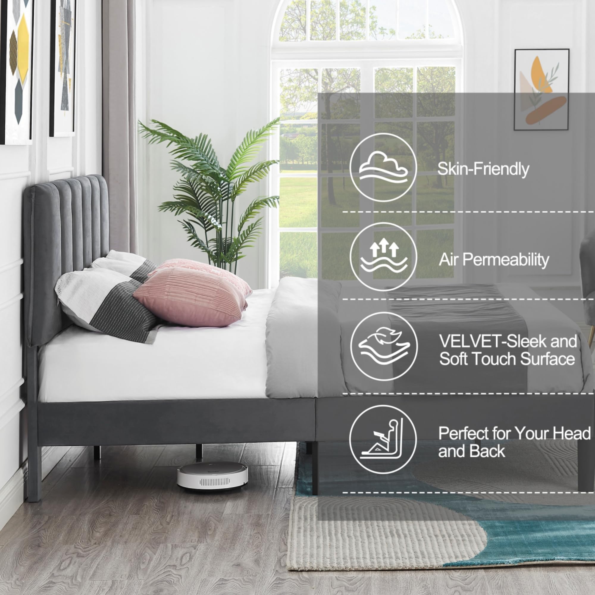 Snapklik.com : VECELO Queen Bed Frame