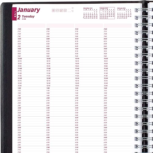 Brownline Planificador profesional diario esencial 2024, libro de citas para cuatro personas, 12 meses, enero a diciembre, encuadernación de doble