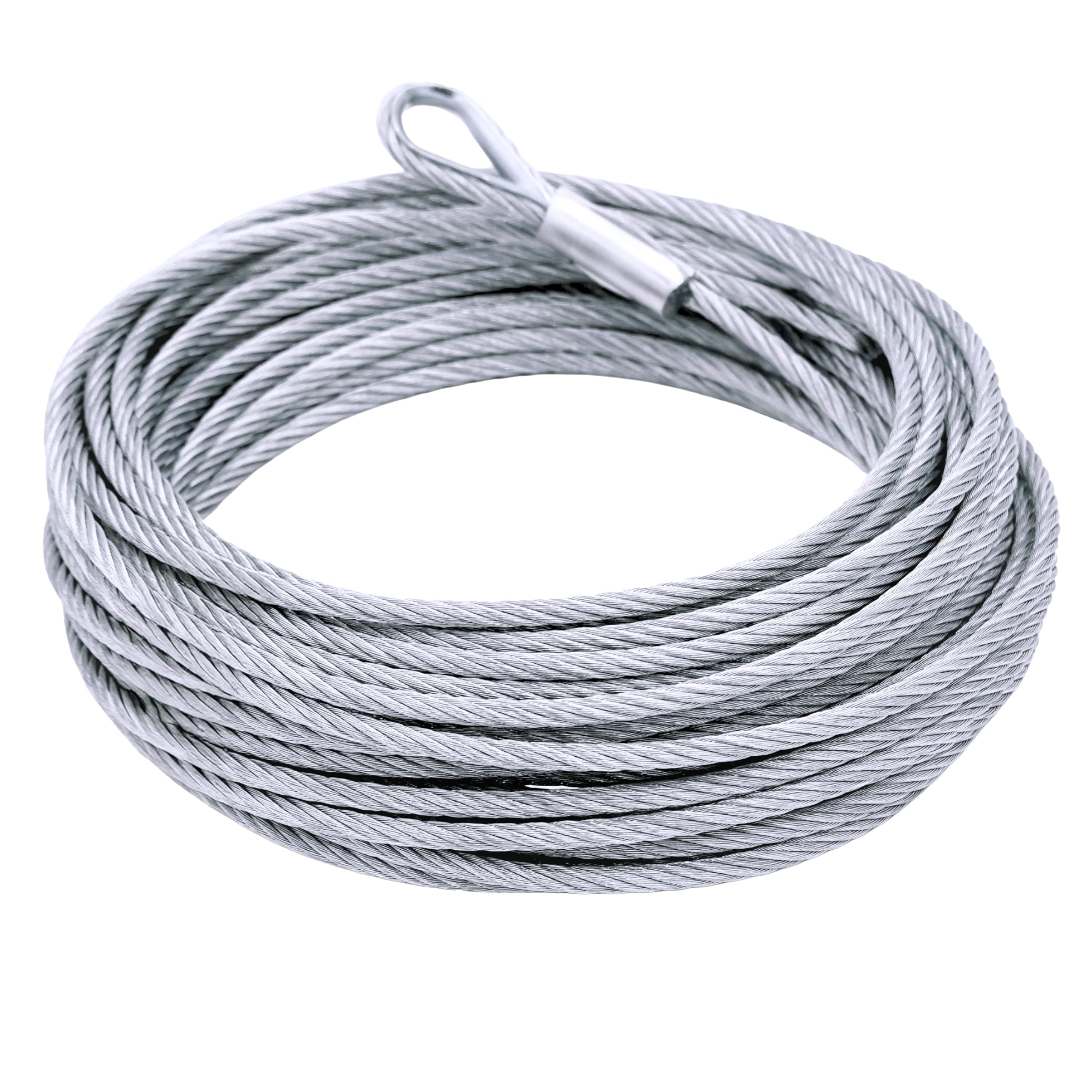 Tie Down Kabel do samolotu 7 x 19 – linka stalowa z pętlami – most/linka holownicza/linka do zawieszania – 0,6 cm x 14 m z klamrą