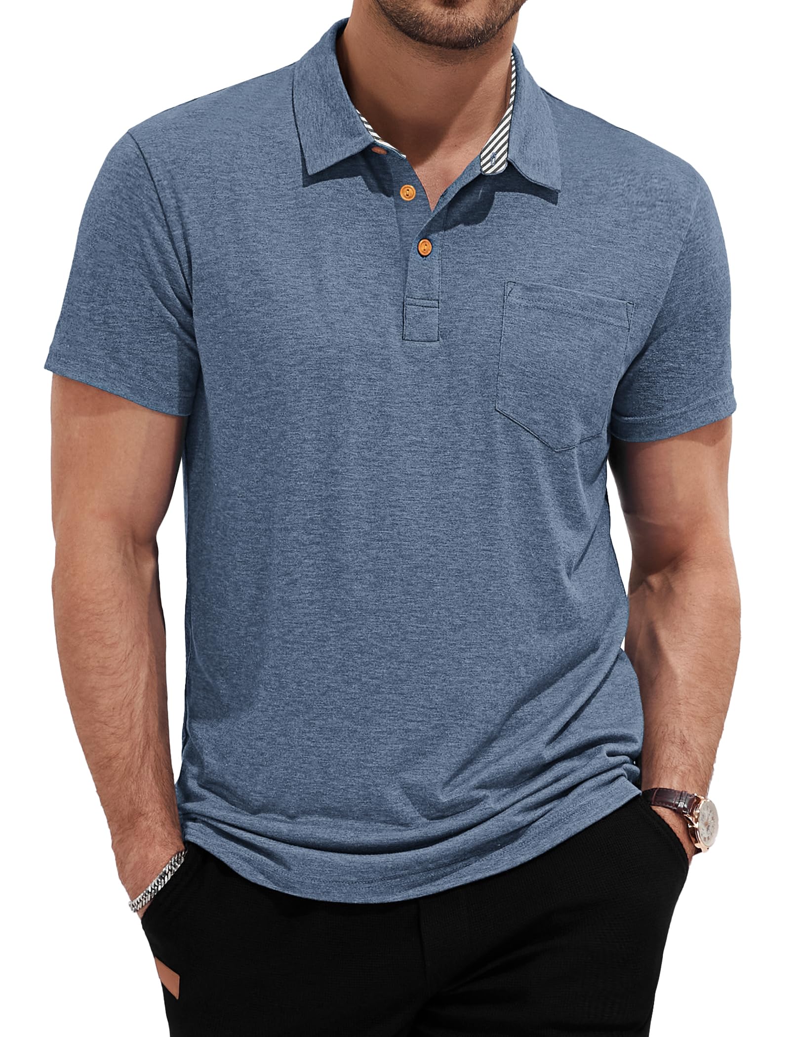 Polo homme manches courtes grande taille M-4XL en coton anti-transpiration pour l'été