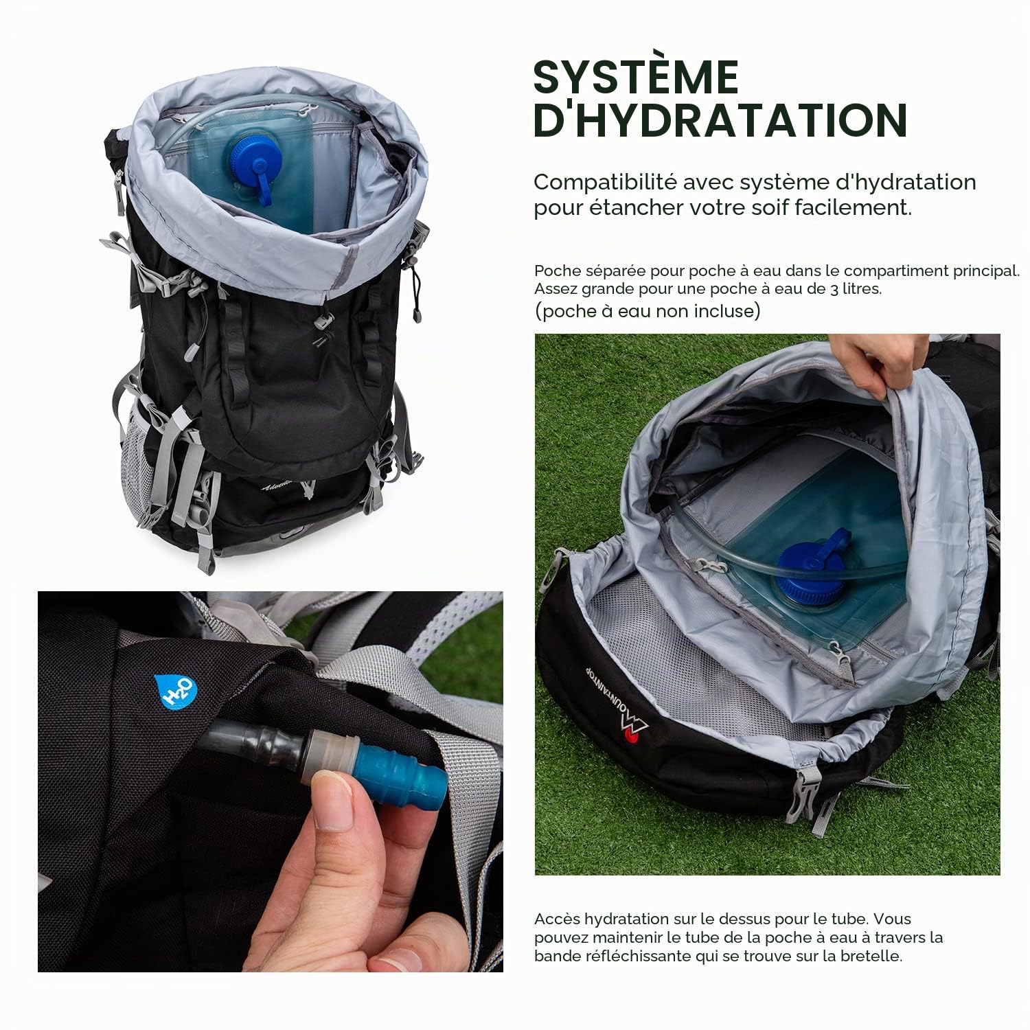 MOUNTAINTOP 80L Sac à Dos de Randonnée pour Homme Femme Sac à Dos Trekking avec Housse de Pluie Sac à Dos Voyage pour Camping, Randonnée, Trekking, Sports de Plein Air