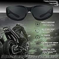 Vista 12 de Bikershades Motorcycle Sunglasses Foam Padded with Flame design for Men for women - Free Microfiber Cleaning Case Dragster