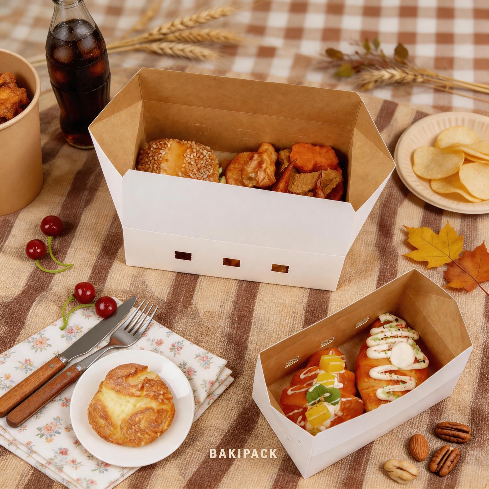 20 cajas de panadería blancas, cajas de pastel de 7 x 4 x 3 pulgadas, cajas de golosinas para panadería pequeña, postres, dulces, galletas, pastelería