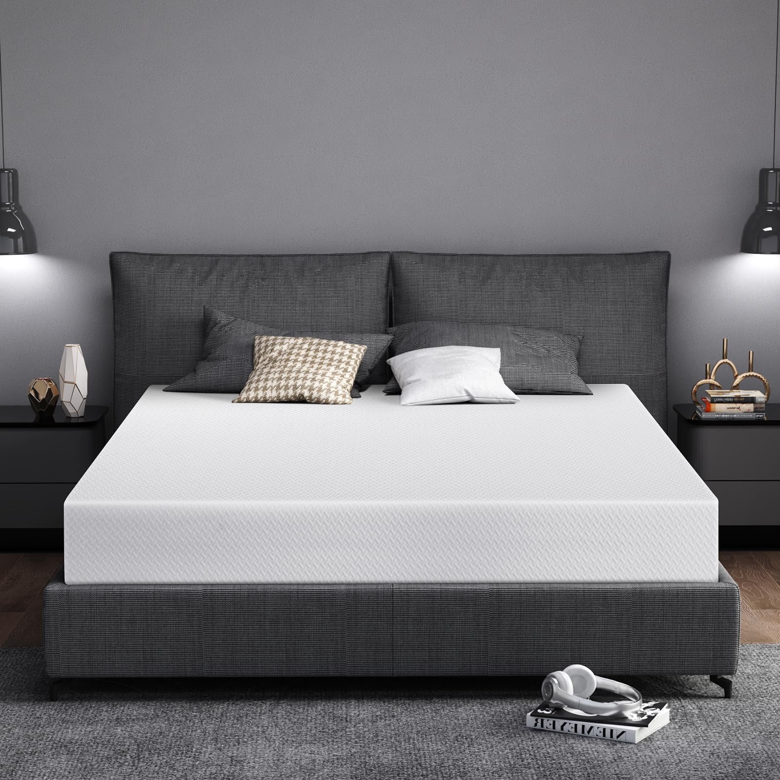 WEUP Twin Size Mattress 8 Inch with Tencel Cover, Premier Cooling Green Tea/Gel Memory Foam Mattresses, Medium Firm to Extra Firm