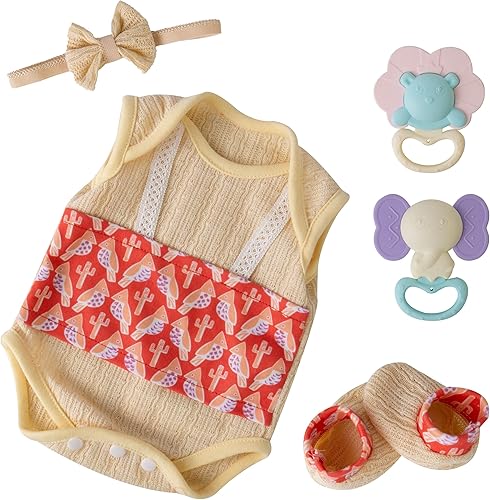 Ropa de muñecas Reborn Baby Girl Yellow Baby Clothes Doll Clothes 17-22 pulgadas Baby Alive Ropa y accesorios para ropa de bebé niña