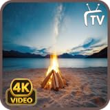 Beach Bonfire Screensaver - Ocean Waves & Nature Sounds