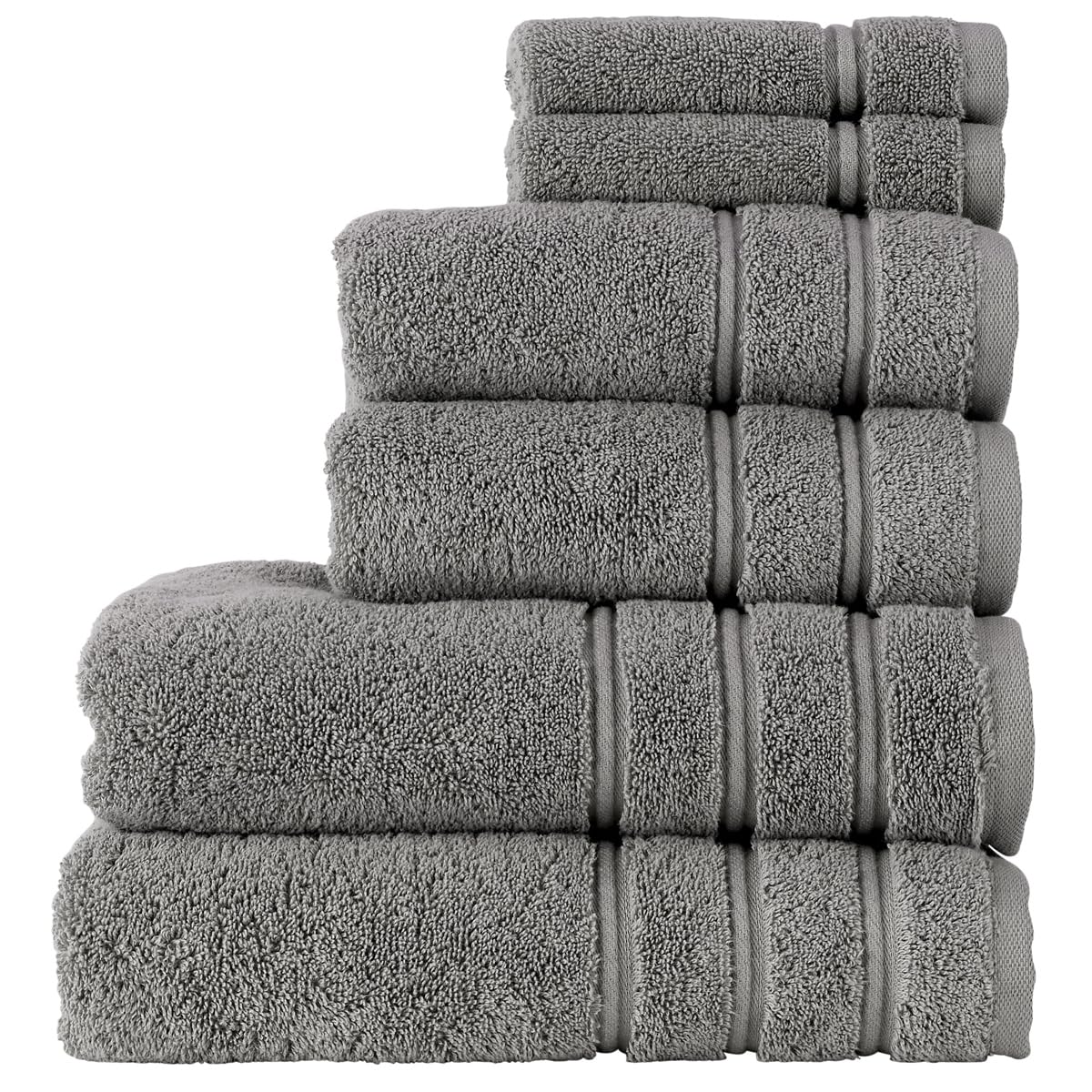 Christy Antalya Large Bath Towels | Set of 6 | 100% Turkish Cotton | 600GSM | Soft Plush Luxury Towel Set | 2 Bath Towels 2 Hand Towels 2 Face Cloths | Quick Dry | Storm Grey — image 1
