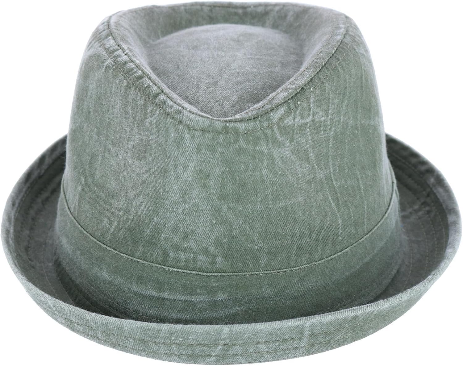 Epoch Hats Company Men's Washed Denim Cotton Fedora Hat, Small/Medium, Olive