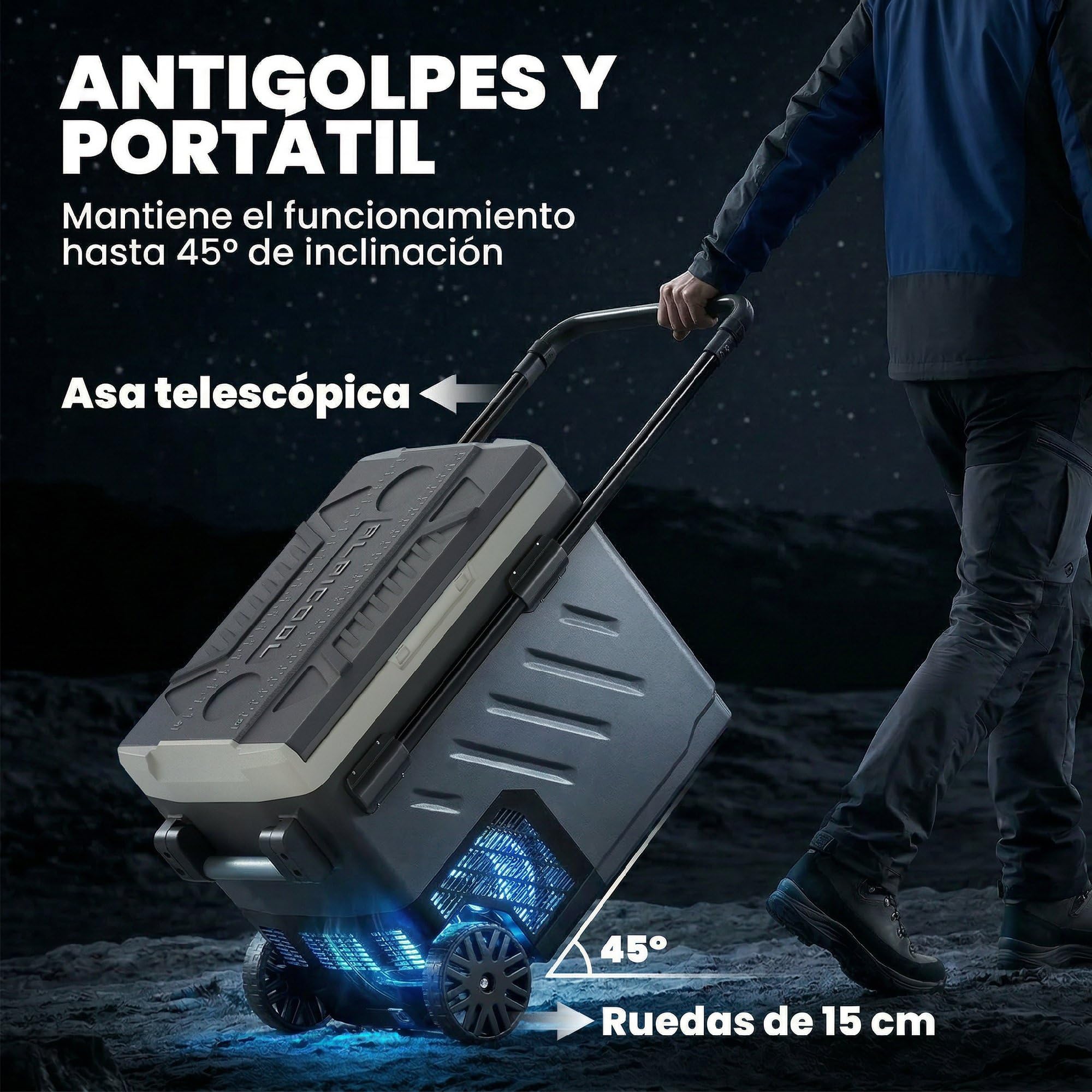 Outsunny Nevera Portátil Eléctrica 49L 12/24/240V Refrigerador de Coche con Compresor Doble Zona Control por App Luz LED Pantalla Modos ECO y MAX de -20℃ a +20 ℃ Asa Telescópica Ruedas y Puerto USB