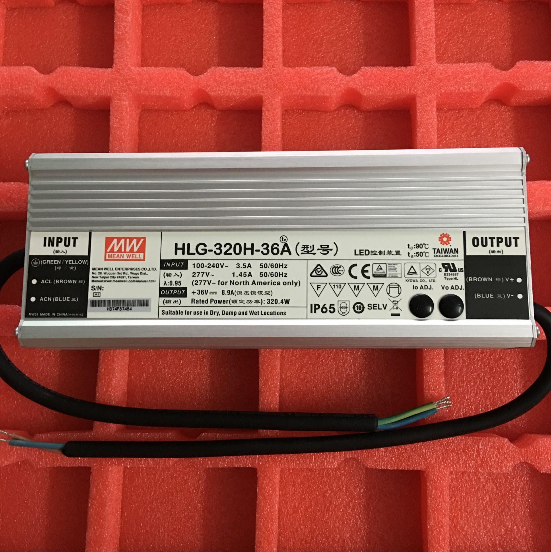 Mean Well HLG-320H-36A 320.4W Constant Voltage + Constant Current LED Driver HLG-320H 36V 8.9A