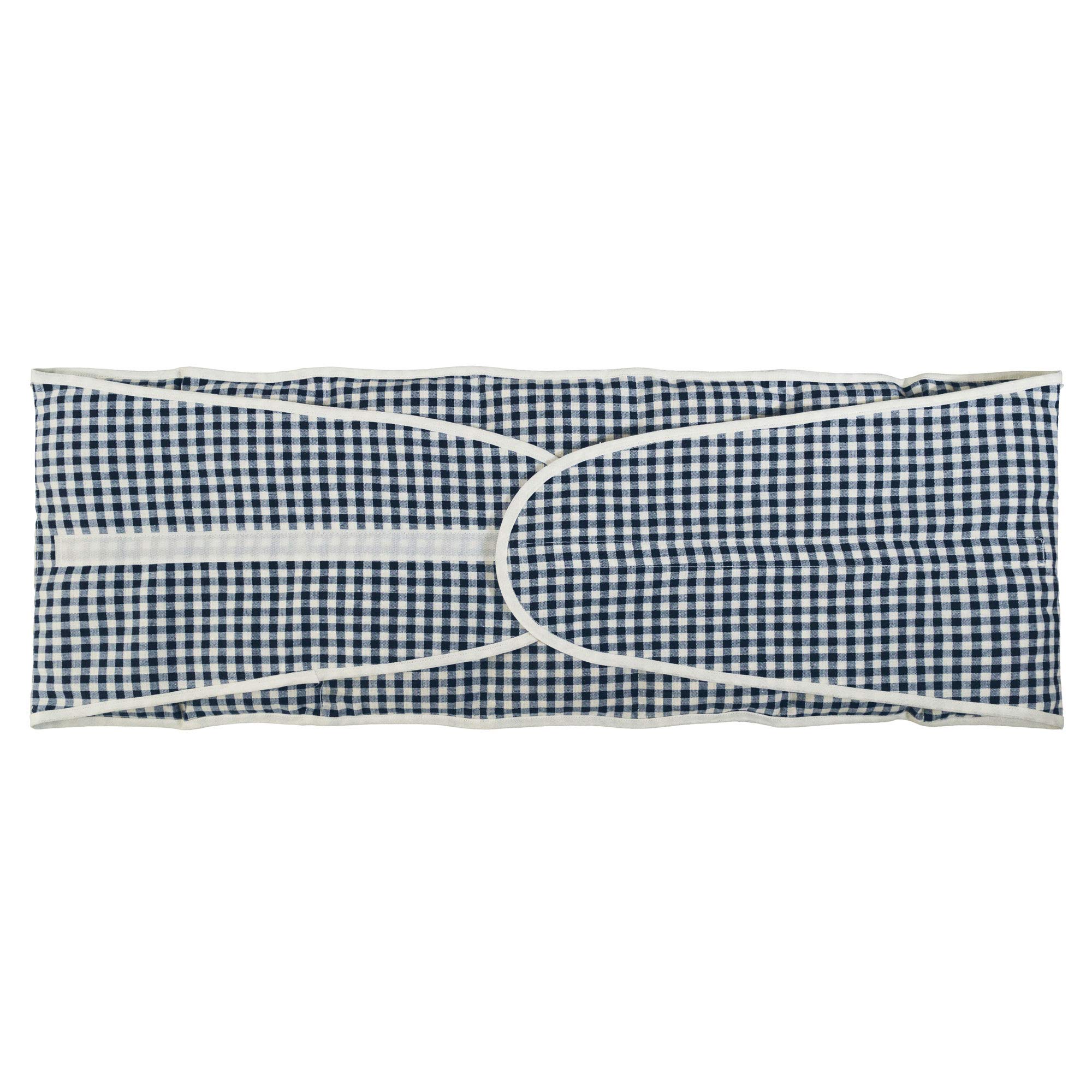Wärmekissen Johanniskernkissen Gürtel mit Klettverschluss - ca. 135cm - 7-Kammer. Körnerkissen - Bio-Stoff blau-weiß