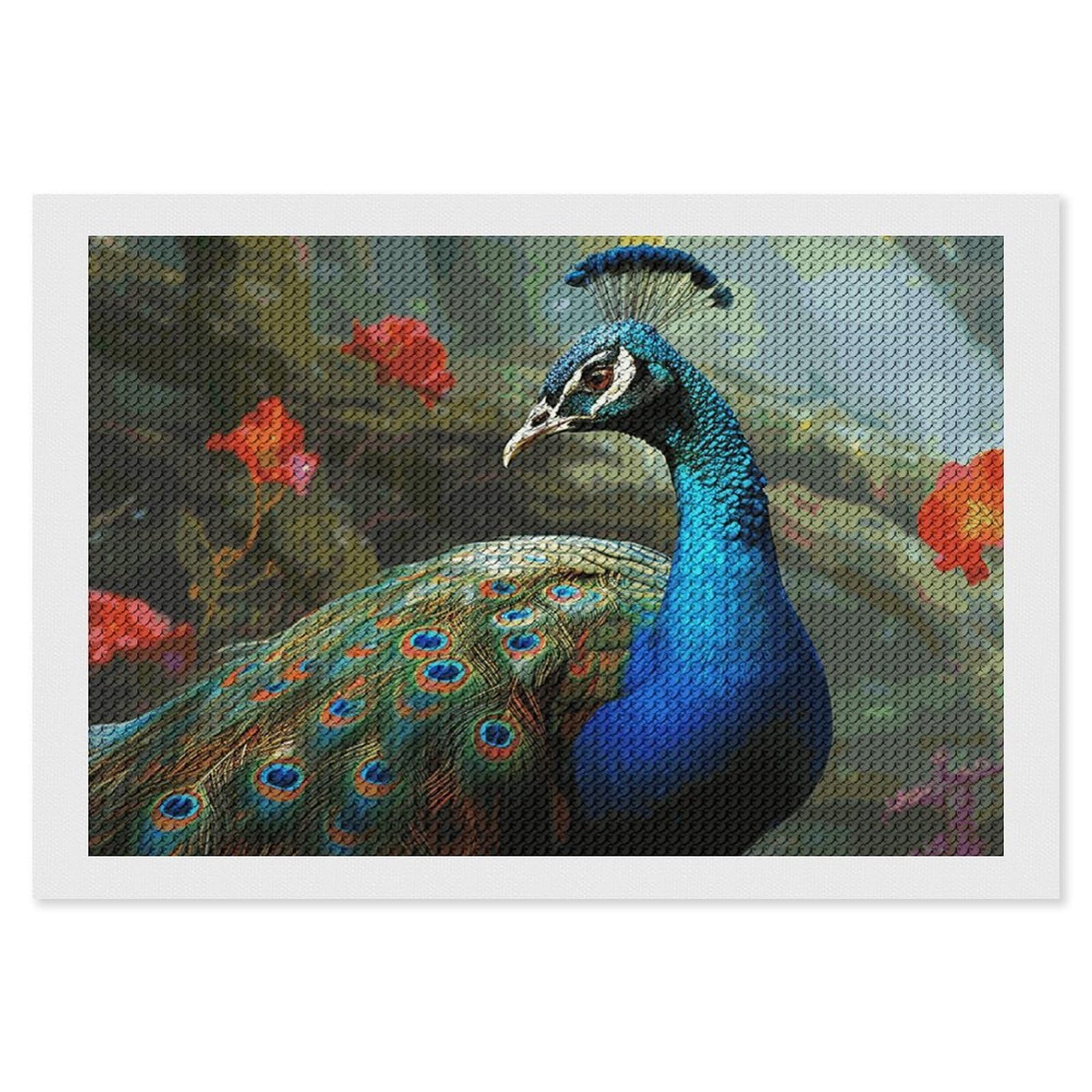 NONHAI Diamond Painting Kits for Adults - DIY Diamond Art Kits for Beginners - Full 5D Paint Drill Diamond Dots Paintings- Colorful Peacock Diamonds Pictures Gem Art and Craft Wall Decor 8"x12"