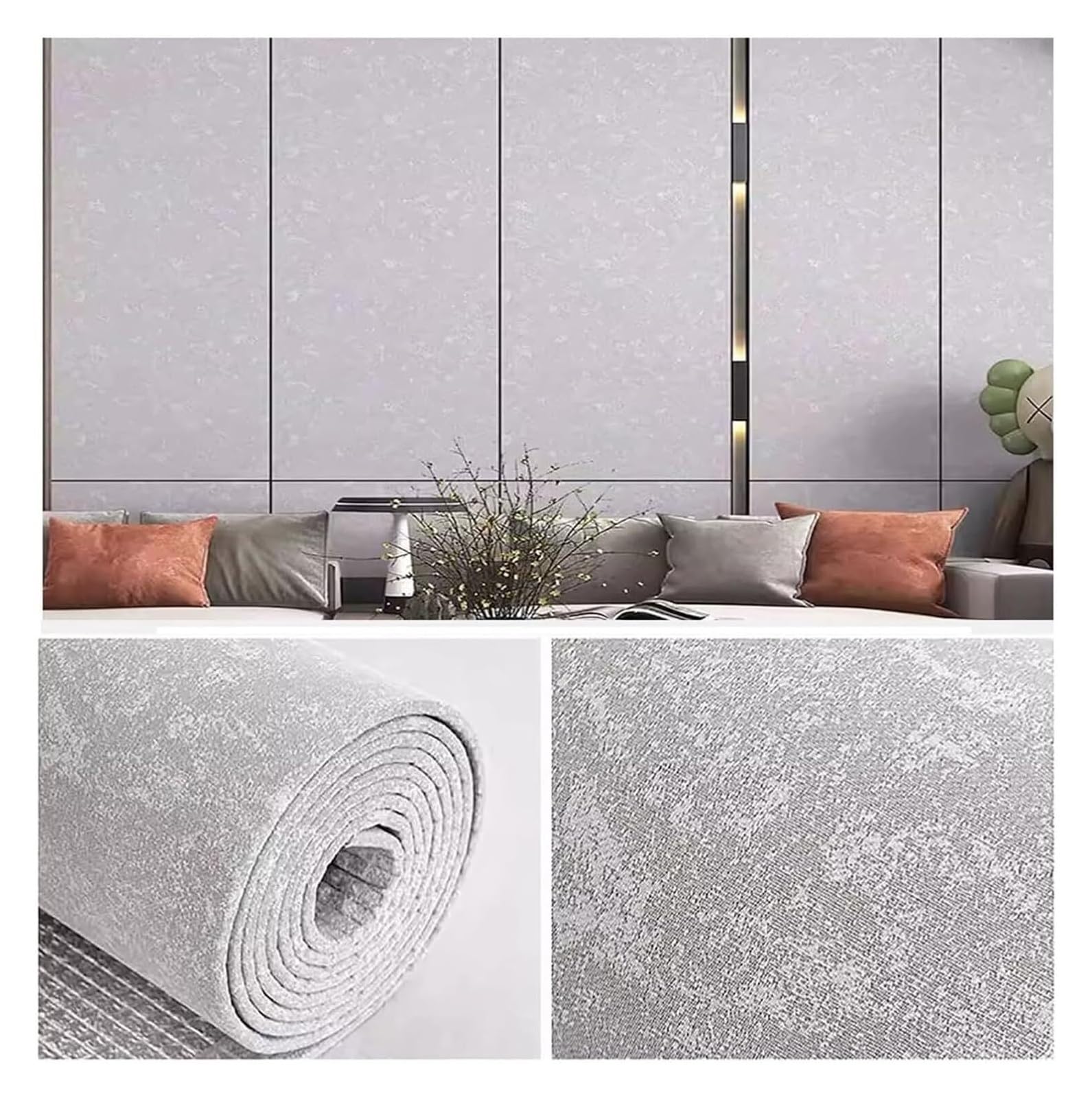 Uoxhfdh Light Gray Self Adhesive Wallpaper，Peel And Stick Backsplash -Adhesive Wall Panels(Light Gray)
