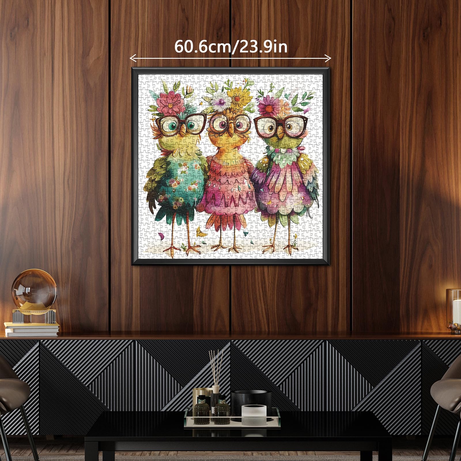 Divertidos rompecabezas de pollo para adultos de 1000 piezas, rompecabezas de flores de pájaros, hermosos rompecabezas de arte de animales 5