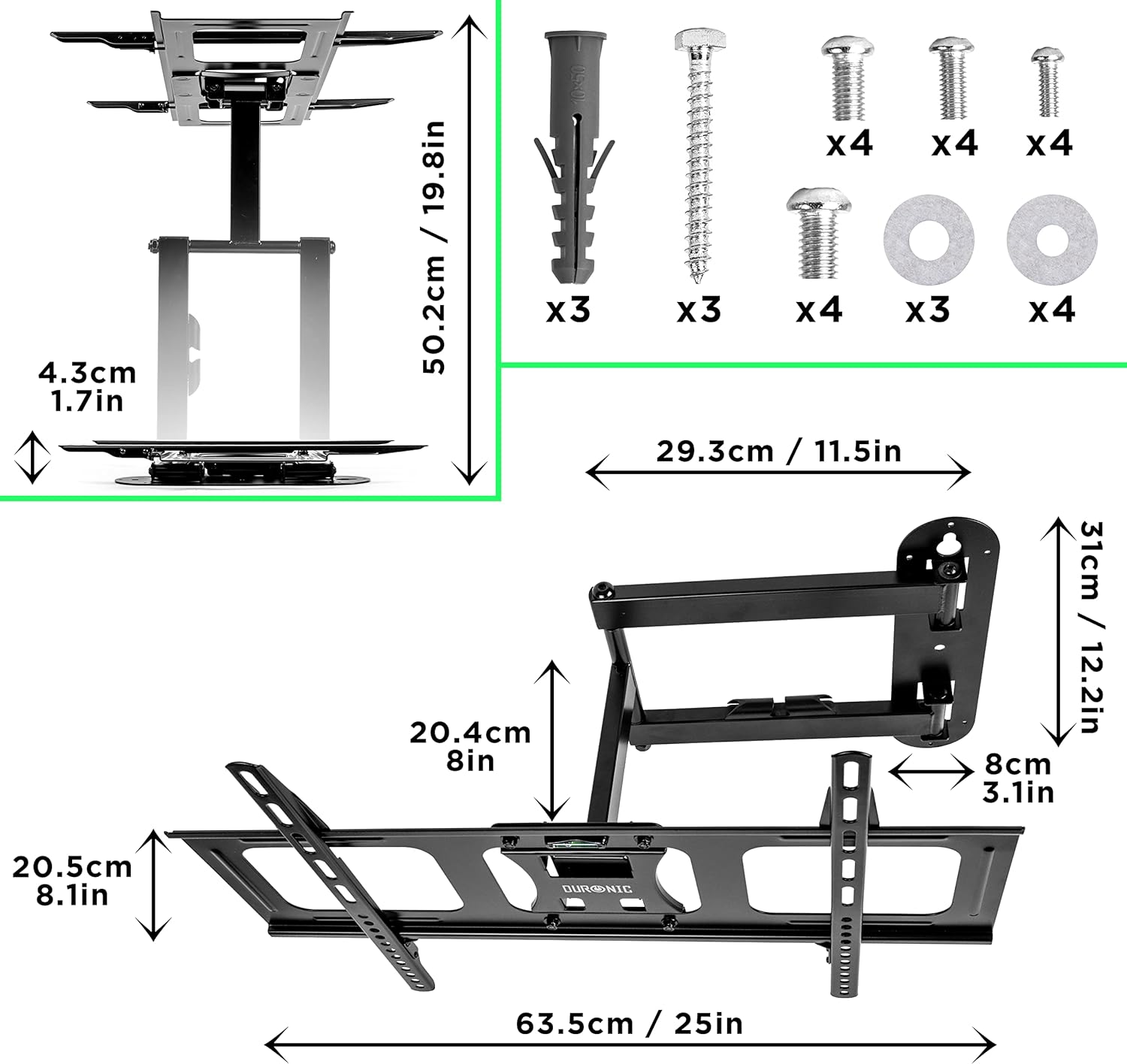 Duronic TVB109M TV Bracket, Wall Mount for 32-70" Television Screen, Tilting Action +5°/-10°, Fits up to 600x400mm, For Flat Screen LCD/LED (35kg) 4 81B04o65EdL. AC SL1500