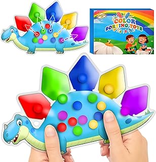 Dinosaur Color Sorting Sensory Toy Gift for Toddler - Fine Motor Color Matching Game Quiet Travel Essential Toy Montessori...