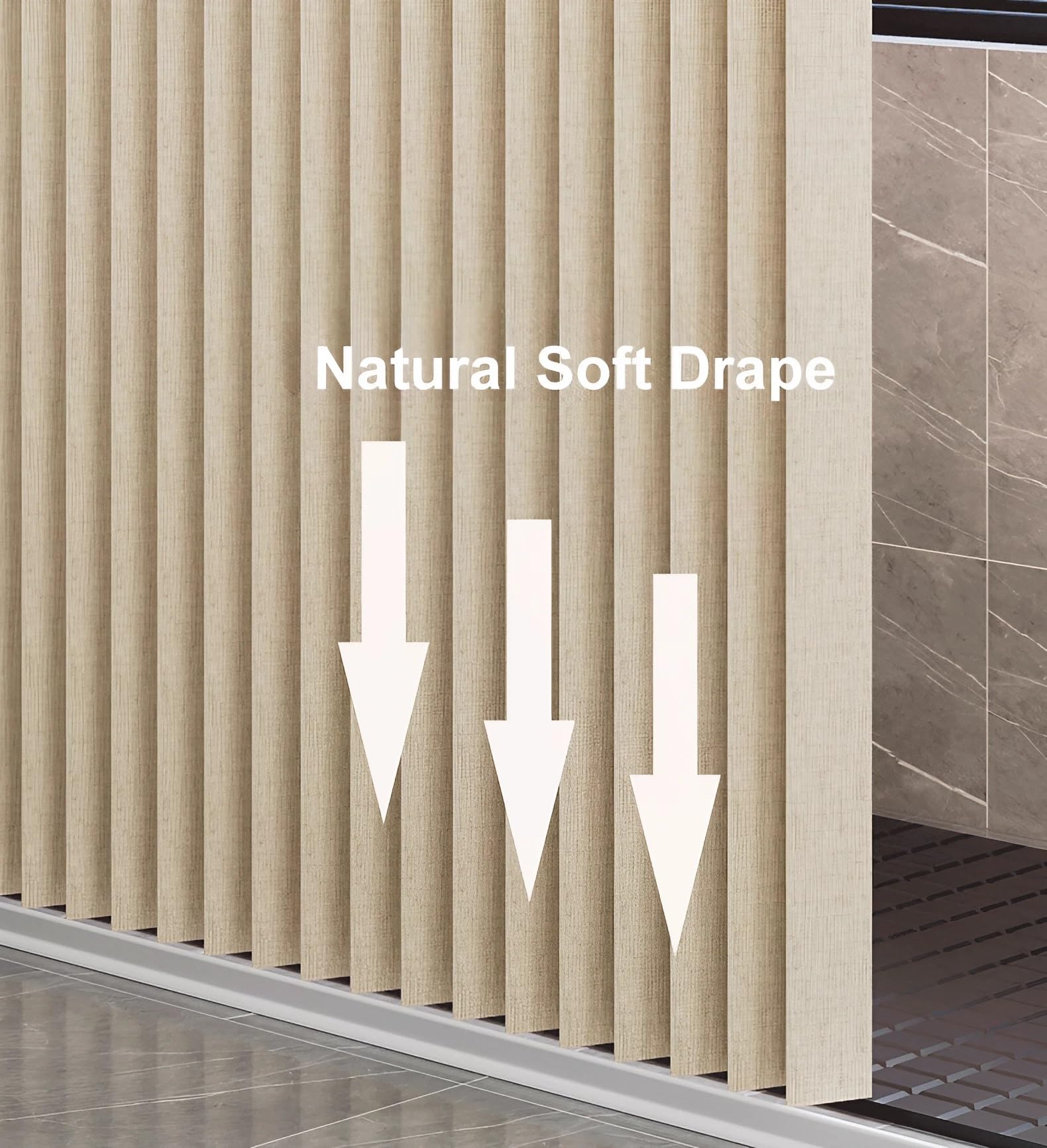 Rideau de Douche Imperméable Magnétique avec Œillets et Sangle, Polyester Rideaux pour Chambre Salon Salle de Bain - Rideau Occultant(Beige,180 x 200 cm)