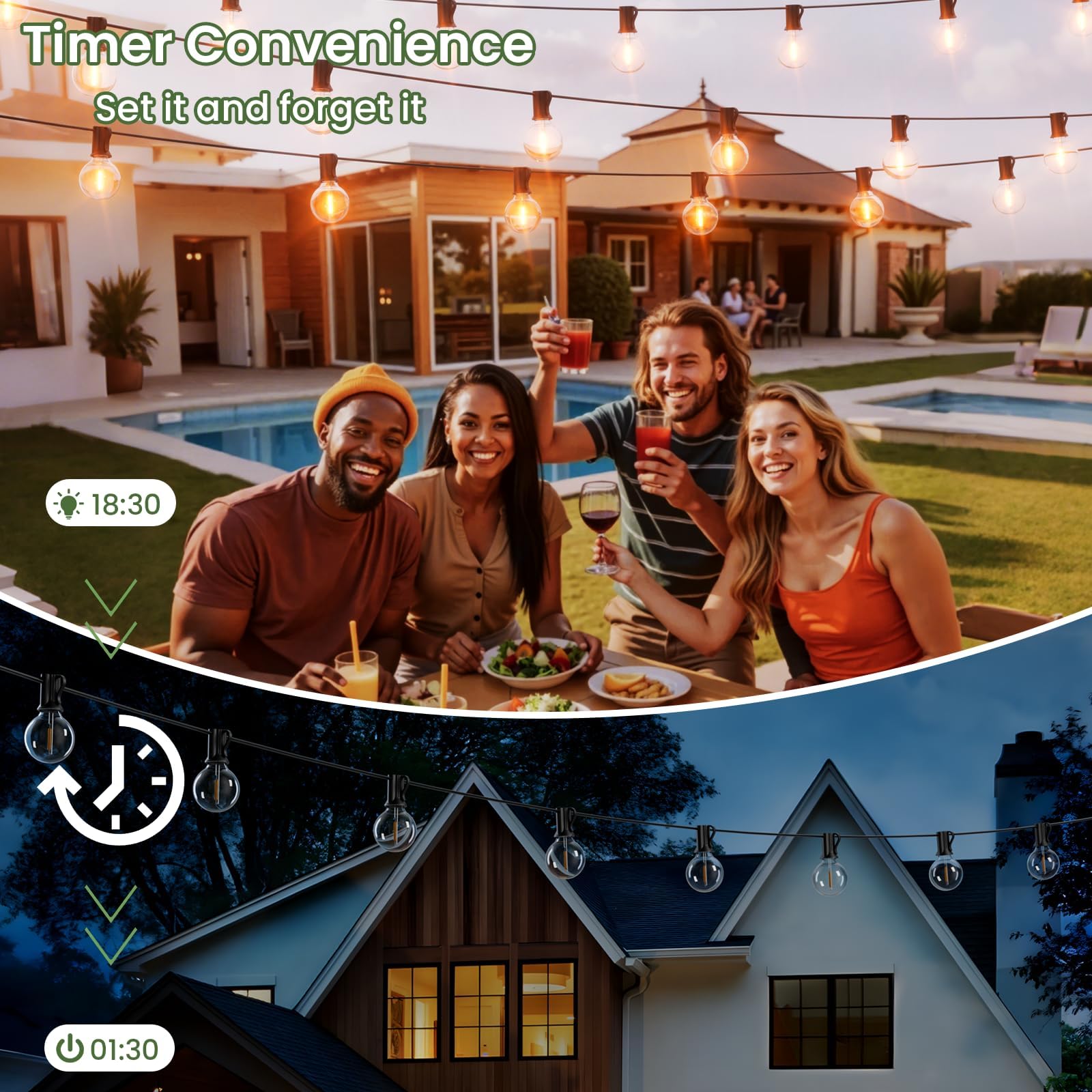 Luci solari per esterni con telecomando, 60 m, luci da giardino dimmerabili, timer, 3 modalità, accensione e spegnimento automatico, memoria, illuminazione da giardino impermeabile IP65, 8-12