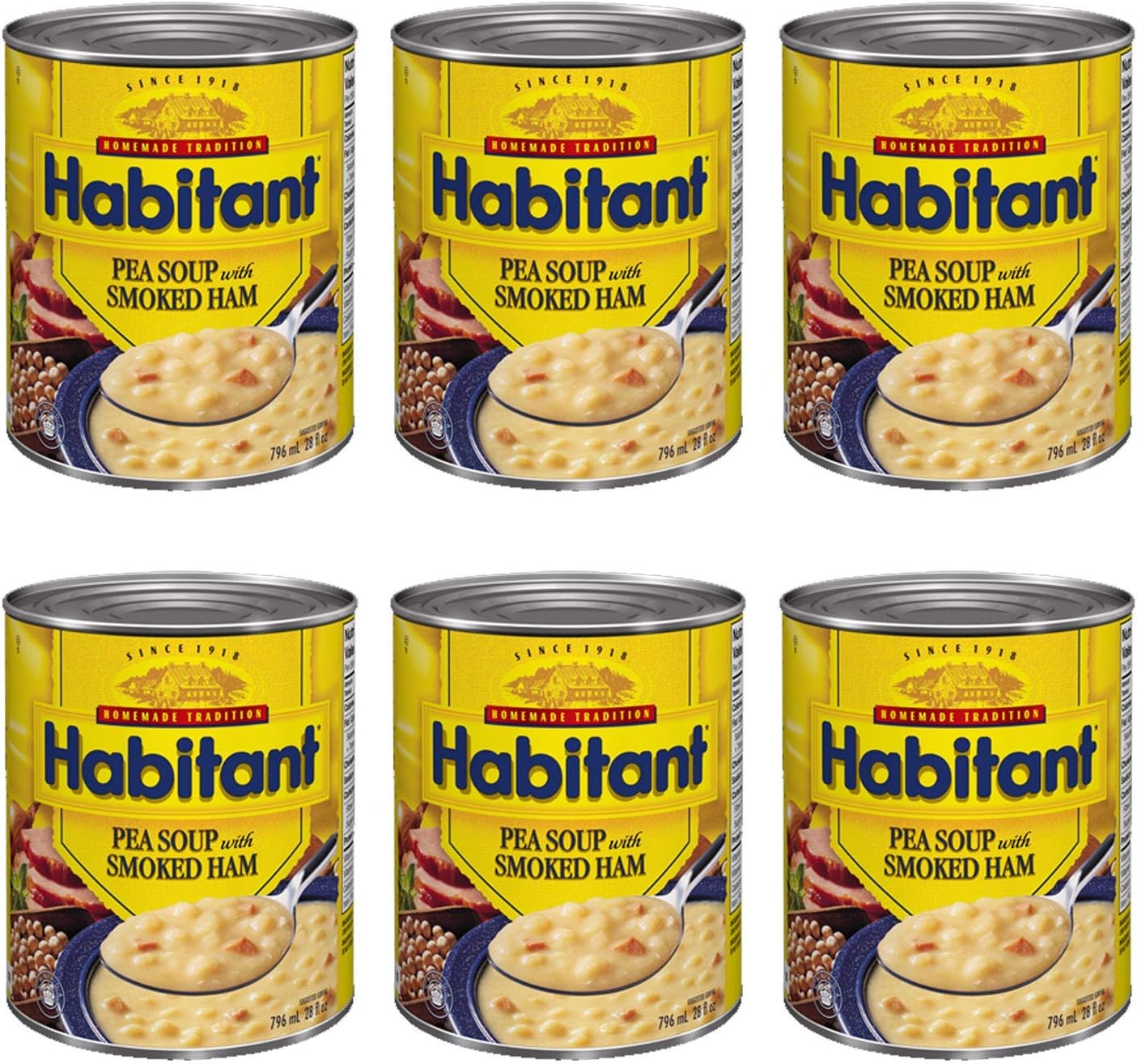 Habitant Pea Soup with Smoked Ham 796ml/28 fl. oz. 6-Pack {Imported from Canada}