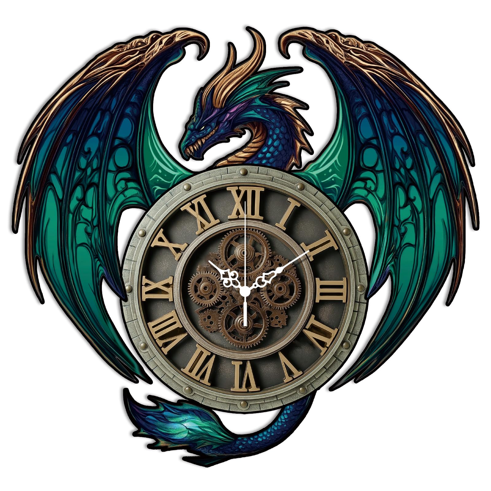 Horloge murale dragon 35 cm CHGCRAFT sans tic-tac de forme irrégulière