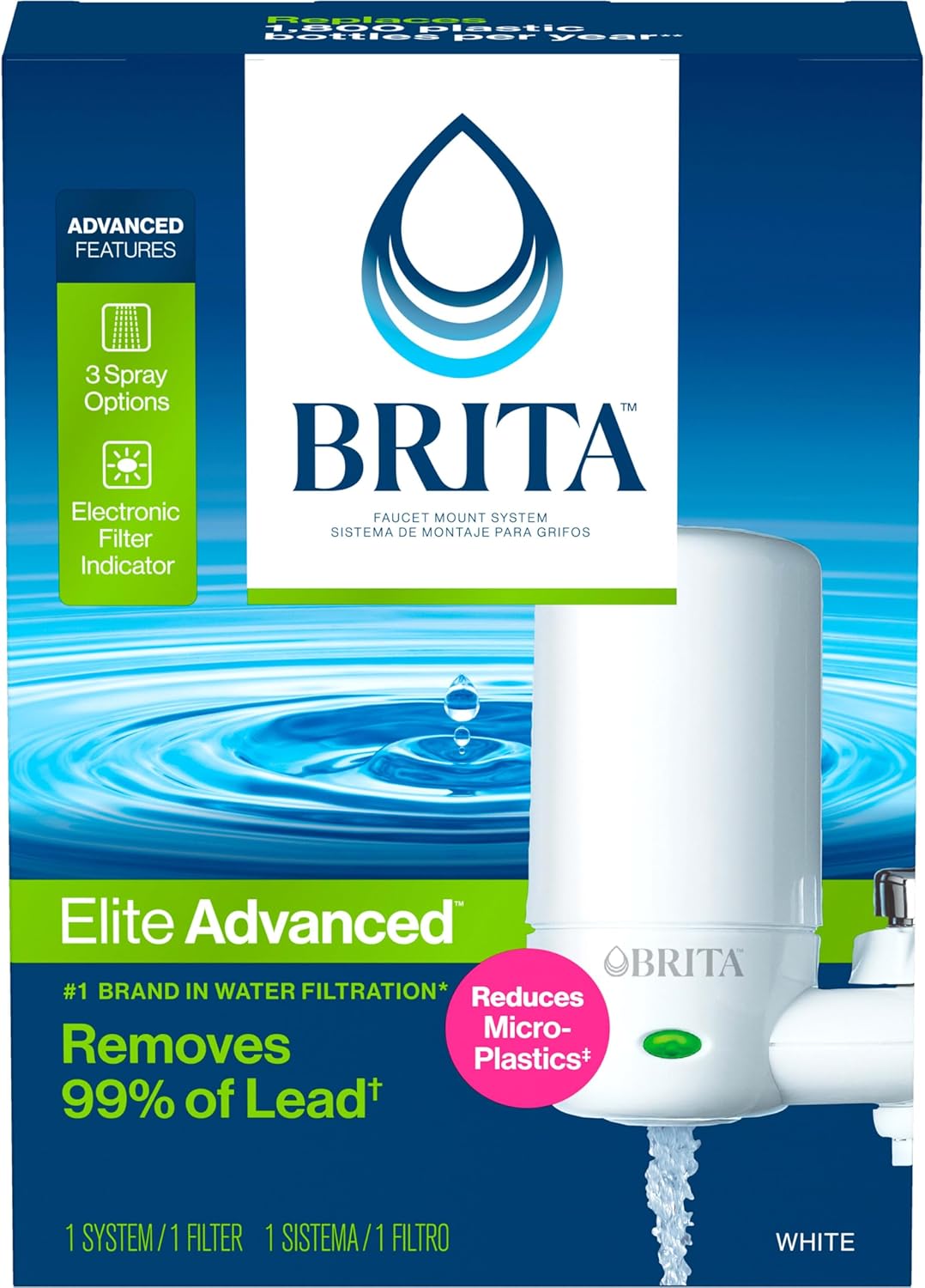 Brita Tap Water Purifier Filter System, Filter Change Reminder, Fits Standard Faucets Only, Complete, White - Image 9