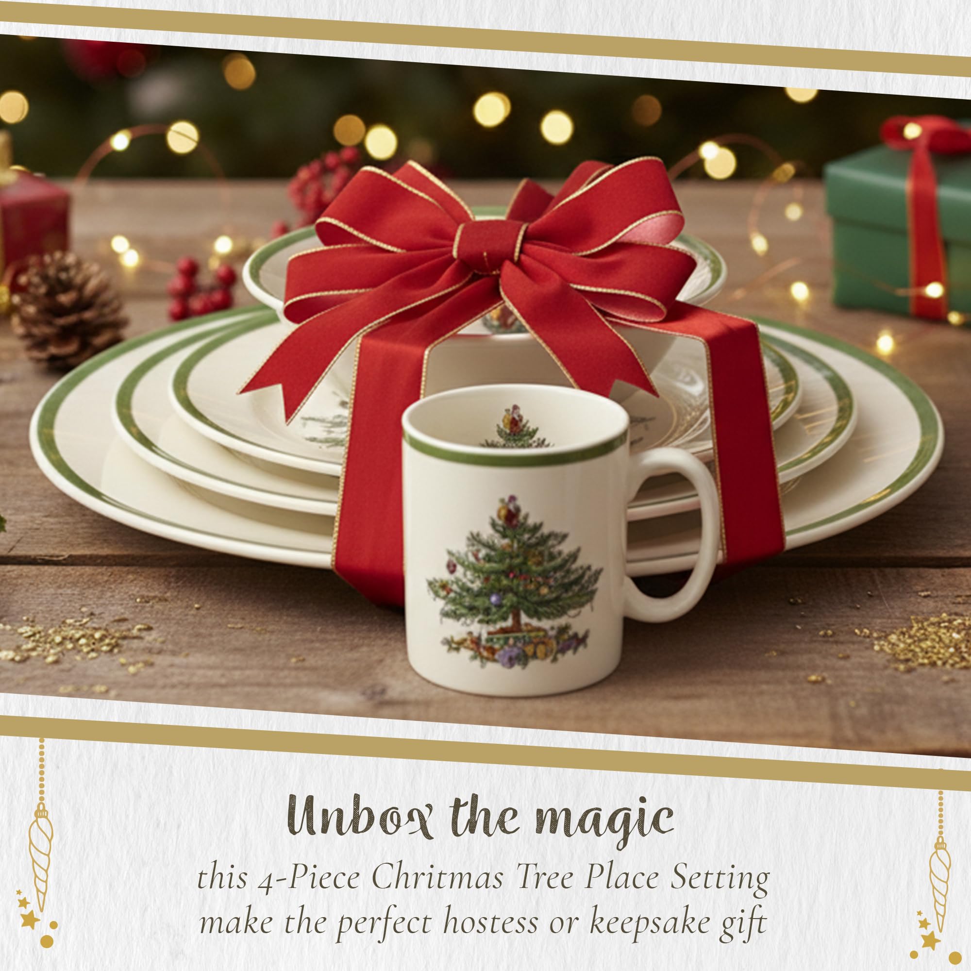 Amazon.com | Spode Christmas Tree 4-Piece Dinnerware Setting