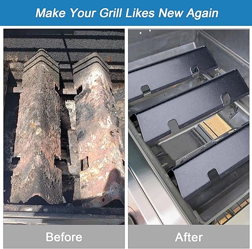 Miniatura 5 de Grimate Barras aromatizantes para Weber Spirit  Placa de calor de repuesto para parrilla Spirit serie 300 con perillas de control frontales, 15.3