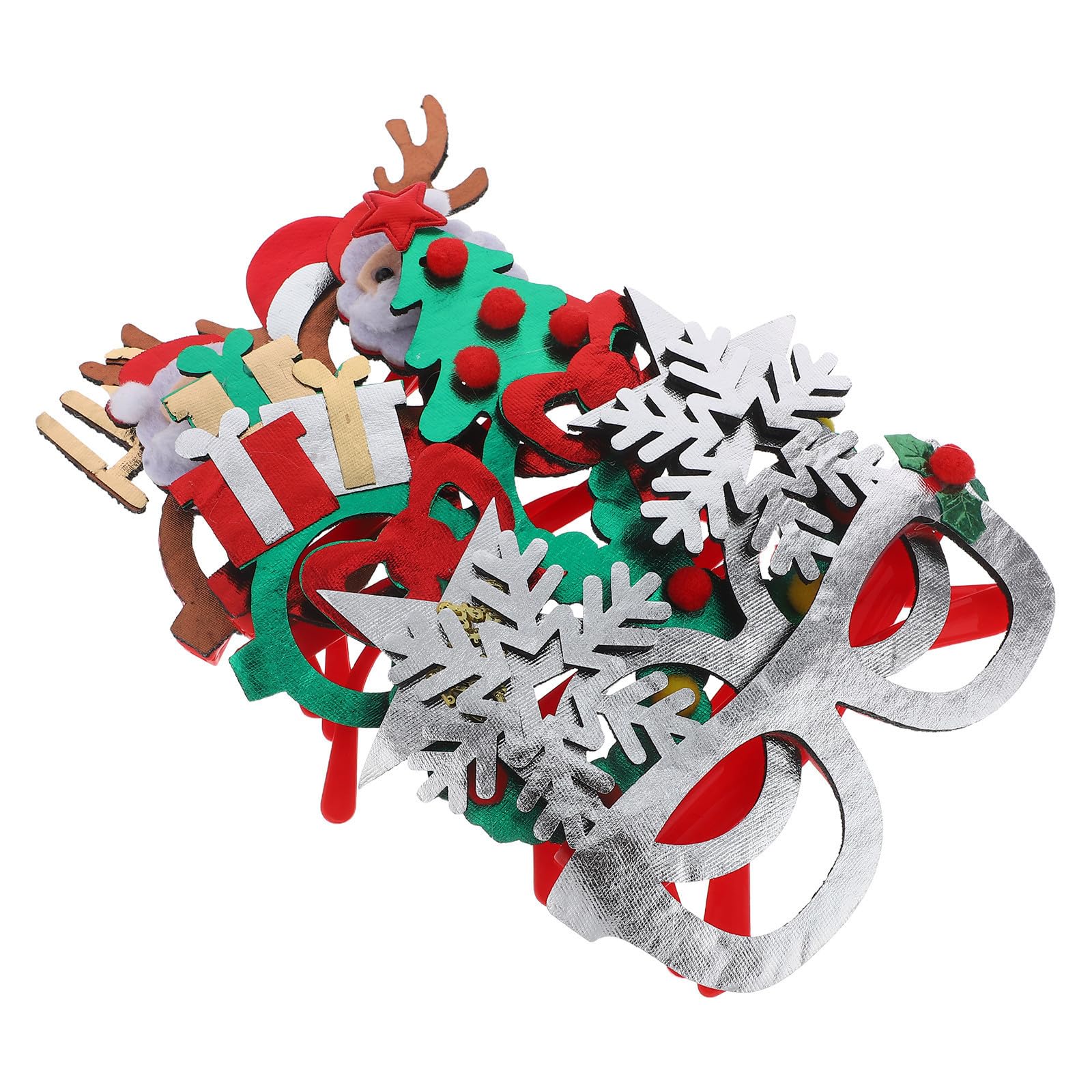 TOYANDONA 30 Stück Weihnachtskostümbrille für Foto Requisiten, Glitzernd | Pet und Filz, Leicht zu Tragen, für Weihnachtsfeier und Firmenevent, Silvester und Festliche Fotos