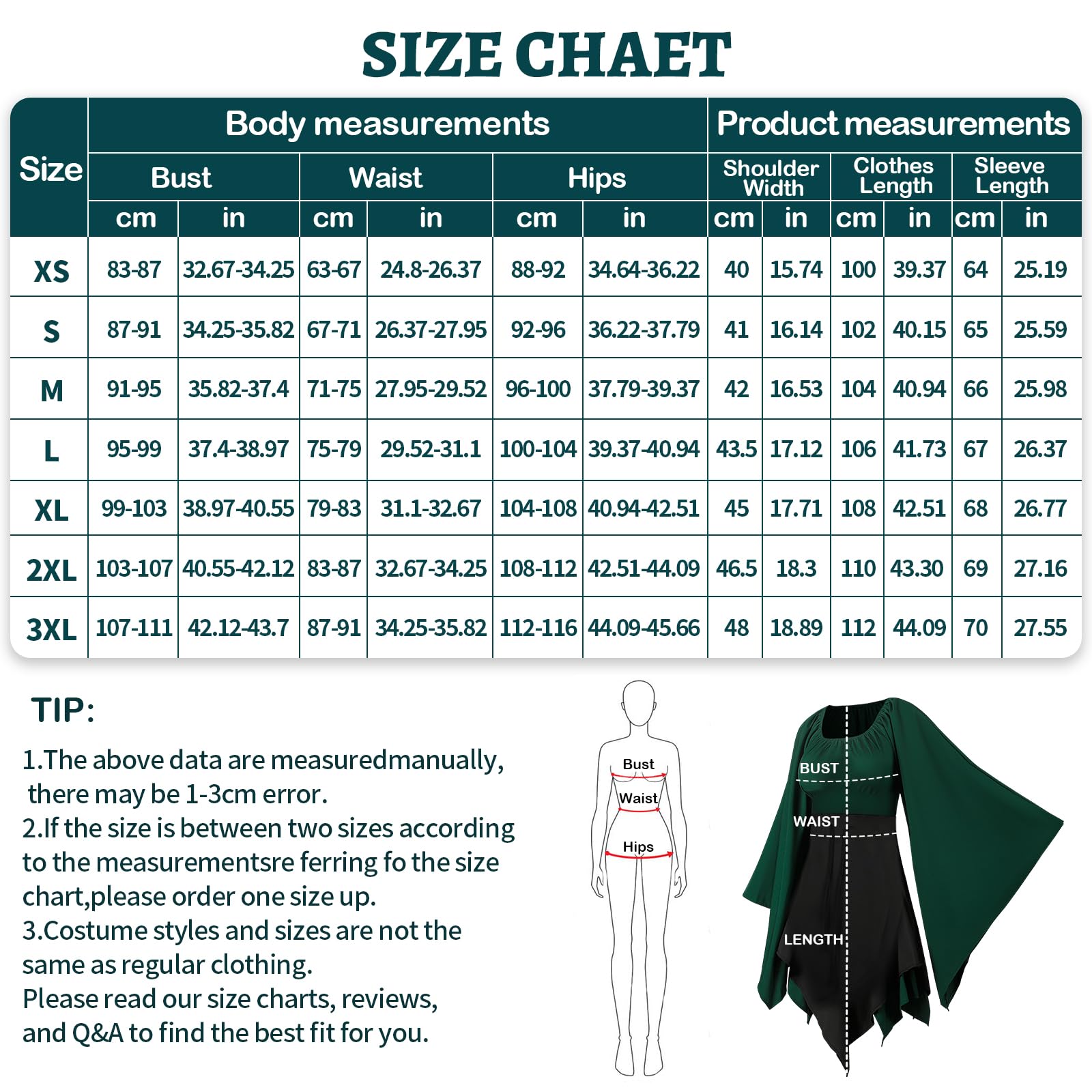 Lot de 8 robes médiévales pour femme - Robe irlandaise traditionnelle Renaissance avec oreilles d'elfe - Robe de cosplay victorienne d'Halloween