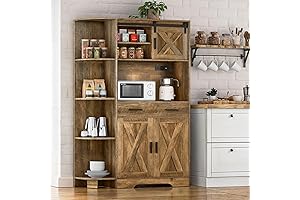 YITAHOME Farmhouse Kitchen Pantry Storage Cabinet with Sliding Barn Door