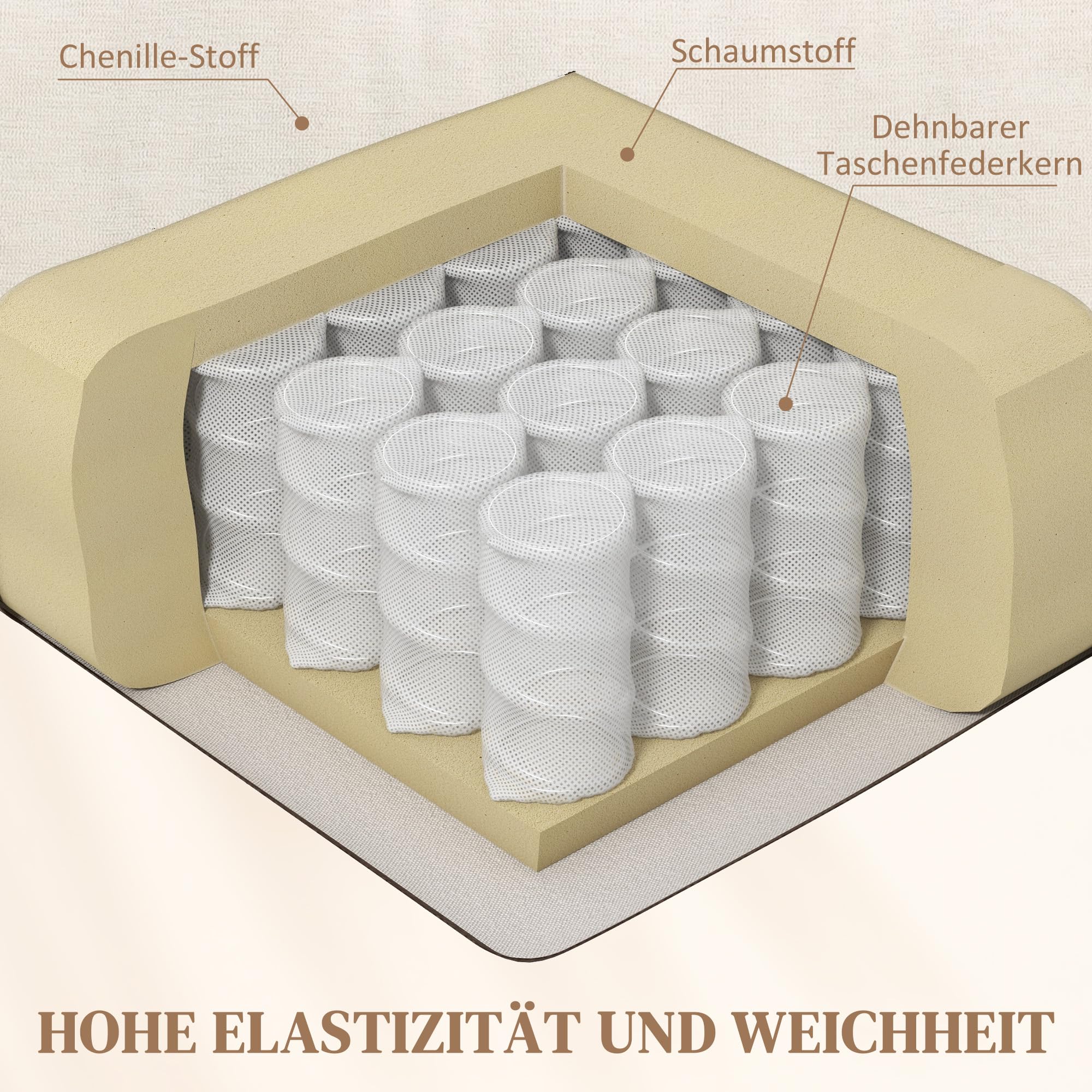 HOMCOM Relaxsessel, Fernsehsessel mit Liegefunktion, bis 150kg, Creme
