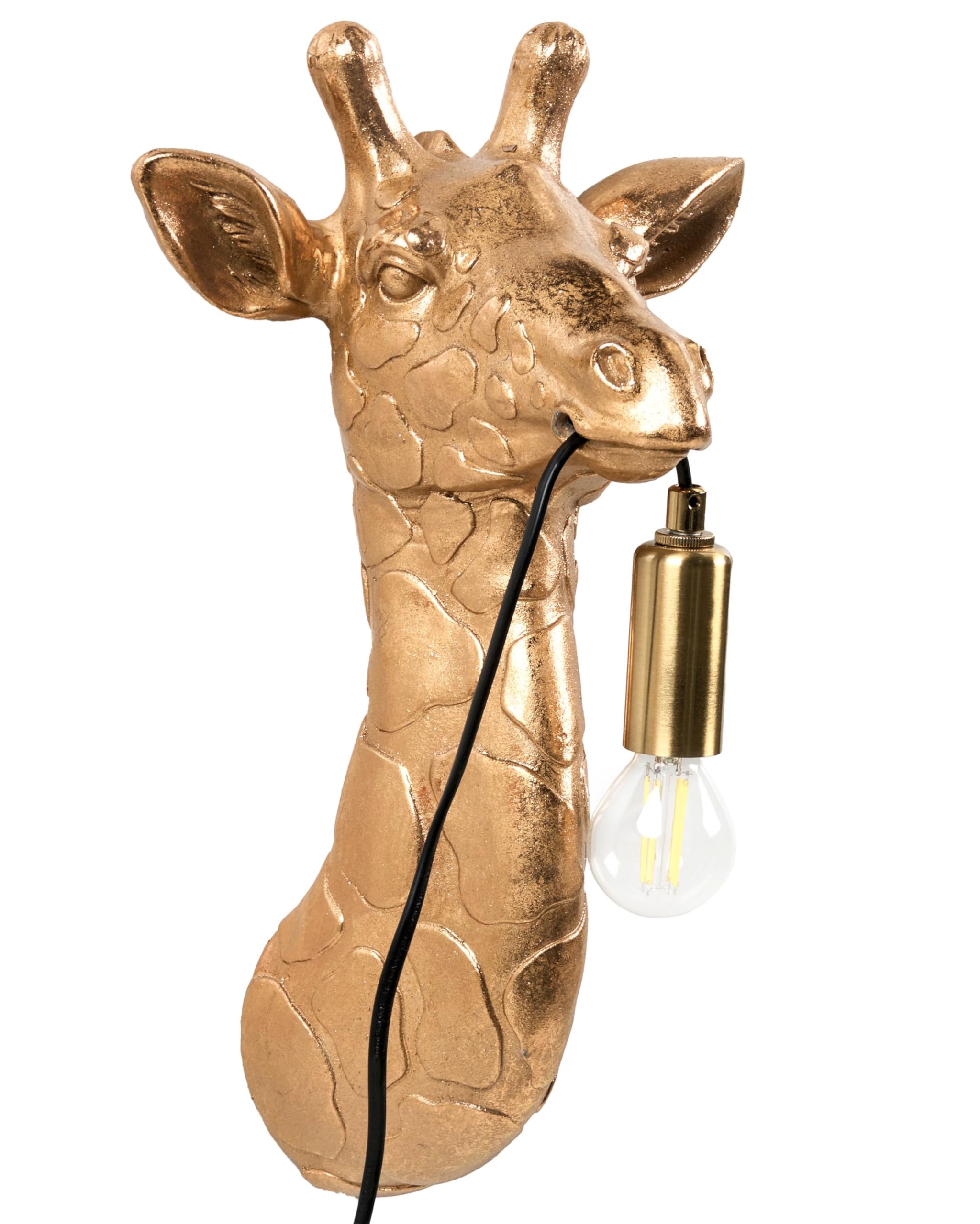 Beliani Wandleuchte Kunstharz gold Glühbirnen-Optik 1-flammig Tiermotiv Giraffe Merlin