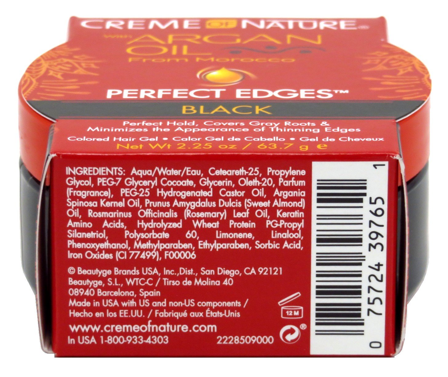 Creme Of Nature Argan Oil Perfect Edges Black 2.25 Ounce (3 Pack)