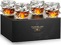 TsukiGlass Storm Premium Japanese Crystal Whisky Glasses Set of 4 - Lead-Free Ultra-Clear 10oz Tumblers for Bourbon, Scotch, Cocktails - Gift Box