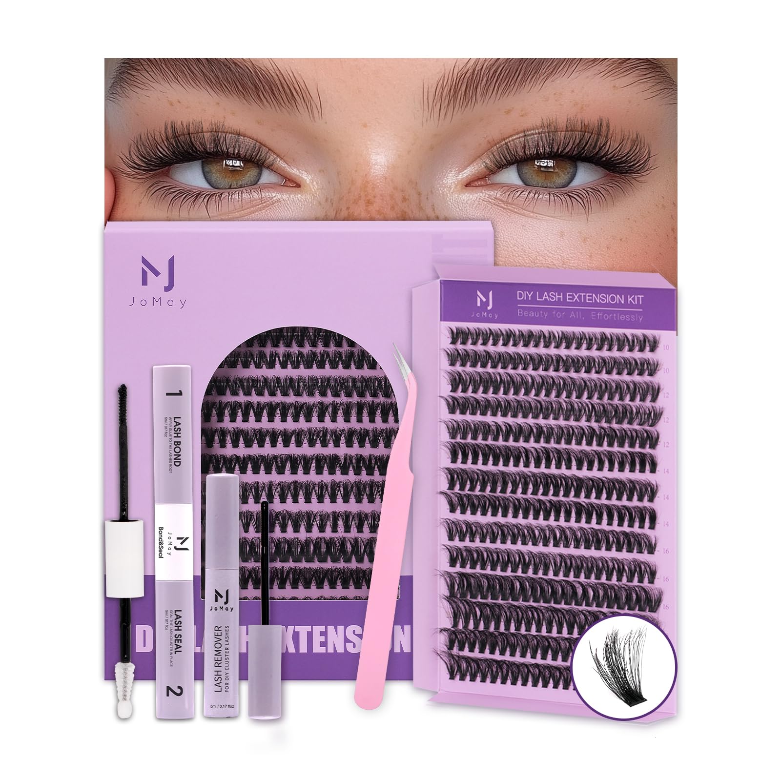 Fluffy Lash Clusters 280pcs Eyelash Extension Kit Thick 60d Volume Cluster Lashes Extension Kit with Bond and Seal for Individual Lashes Diy Lash