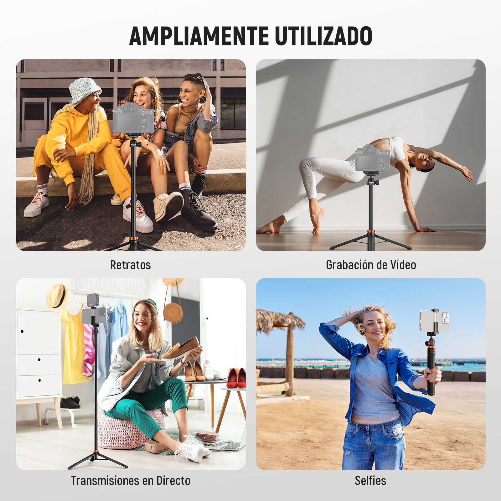 NEEWER 59" Trípode Palo Selfie Compatible con iPhone DLSR Canon Sony Camera, Soporte Escritorio Viaje Portátil Metal Pequeño con 360° Cabezal Bola Soporte Teléfono Celular para Grabación Video, TS04