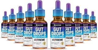 (10 Pack) Gut Drops Extreme 200MG Proprietary Blend 20-in-1 Formula Healthy Gut Support Liquid Supplement Formulated with Guarana Seed African Mango Green Tea Gluten-Free Non-GMO 10 Bottles