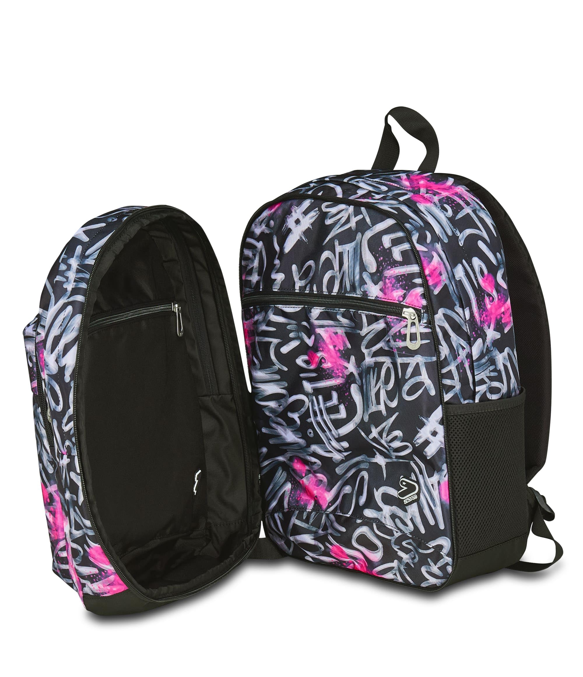 Seven Zaino Scuola Pro XXL Detach con Cuffie Wireless, Nero Fucsia, Tasca Interna Porta PC e Tasca Laterale per Borraccia, 33 L, Scuola Media e Superiore, Zaino Ragazza