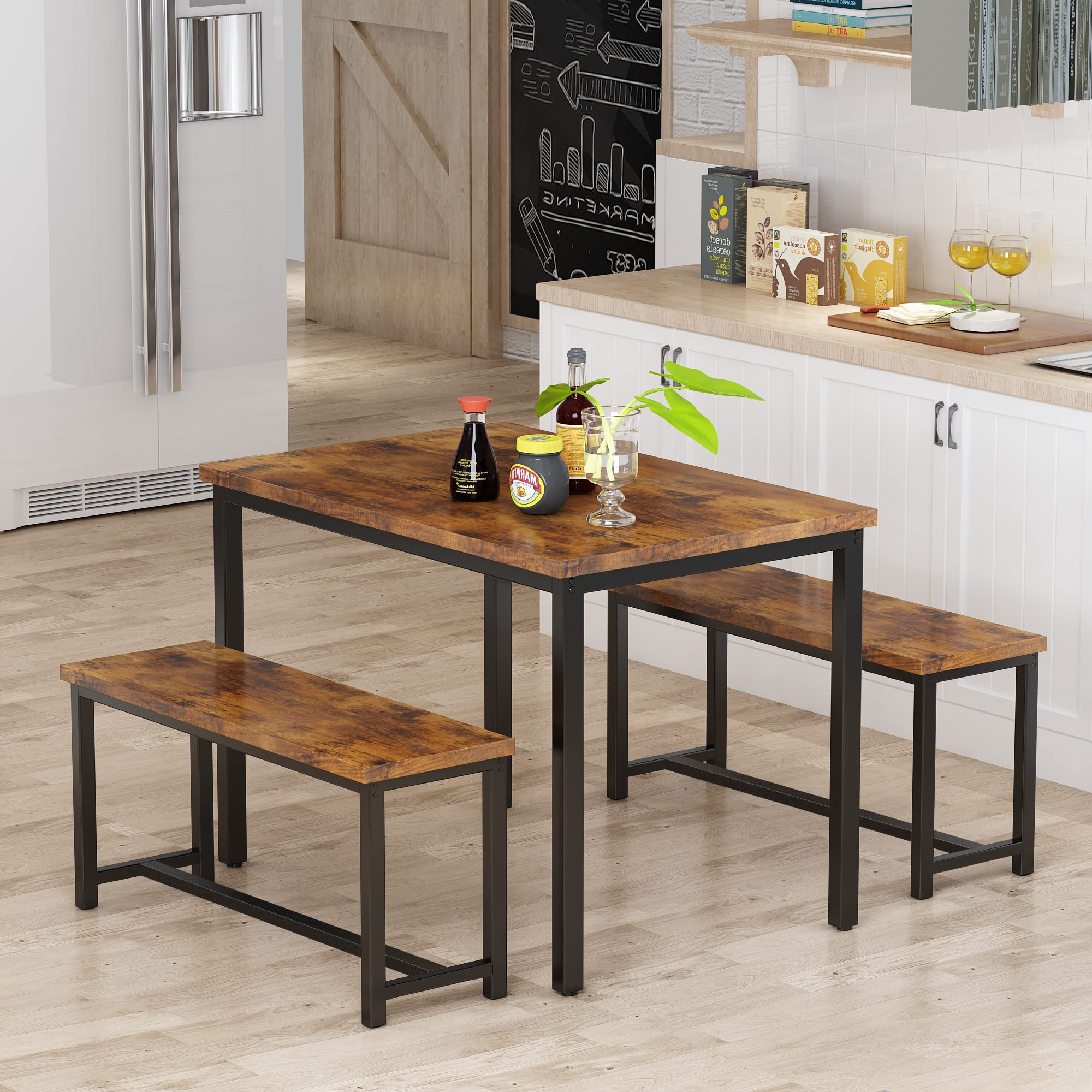 Goldwing 4Piece Dining Table Set With Storage Rack, 43in Rectangular