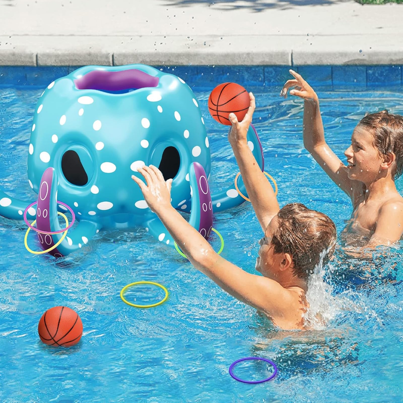HIQE-FL Canestro da Basket da Piscina,Galleggianti gonfiabili per Piscina,Giocattolo Gioco da Lancio per Piscina Bambini Adulti,Giochi Gonfiabili per Bambini,per Bambini e Adulti