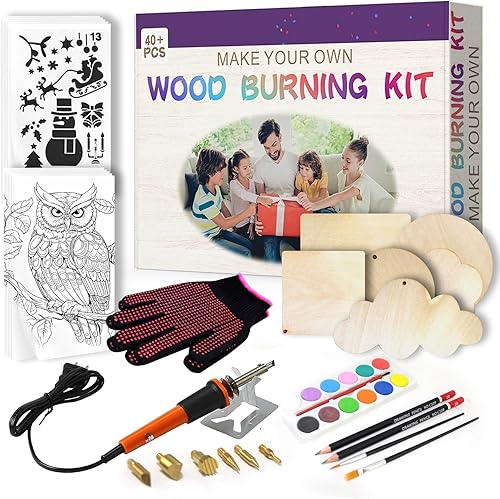 Kit de combustión de madera, herramienta de pirografía, kit de quemador de madera para principiantes y adultos (naranja rojo)