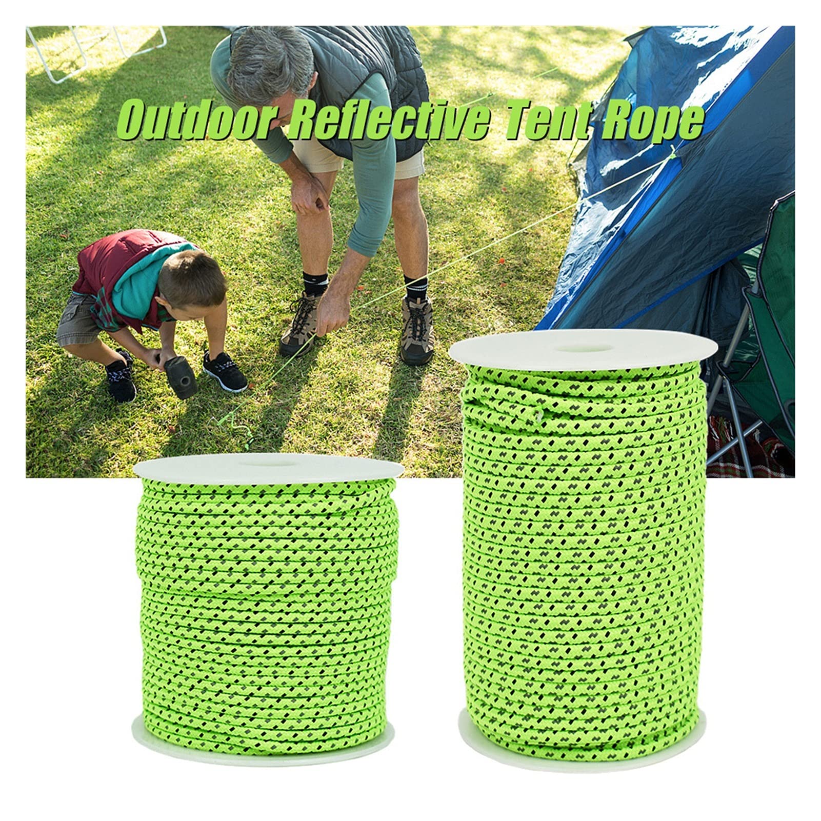 Hochfestes Kletterseil 2,5mm / 4mm 50m Reflektierendes Zelt Guylineseil Survival Outdoor-Werkzeug Campinggeräte mit 6 Guylin-Anpassern Spanner Klettern im Freien. (Color : 2.5mm)