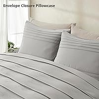 Vista 6 de Oli Anderson - Funda de edredón color gris claro tamaño King - Funda de edredón plisada tamaño King, juego de ropa de cama de 3 piezas de textura