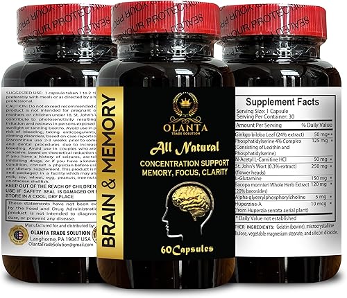 Miniatura 3 de Soporte de memoria cerebral refuerzo de memoria, suplemento cerebral para alerta mental, enfoque y concentración, Cognivive, memoria y enfoque,