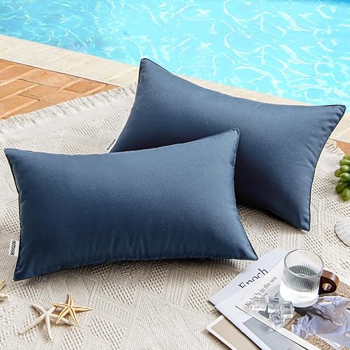 Vista 59 de Miulee - Paquete de 2 fundas decorativas para cojines, para usar en exteriores, impermeables, cuadradas, para jardín, patio, tienda de campaña